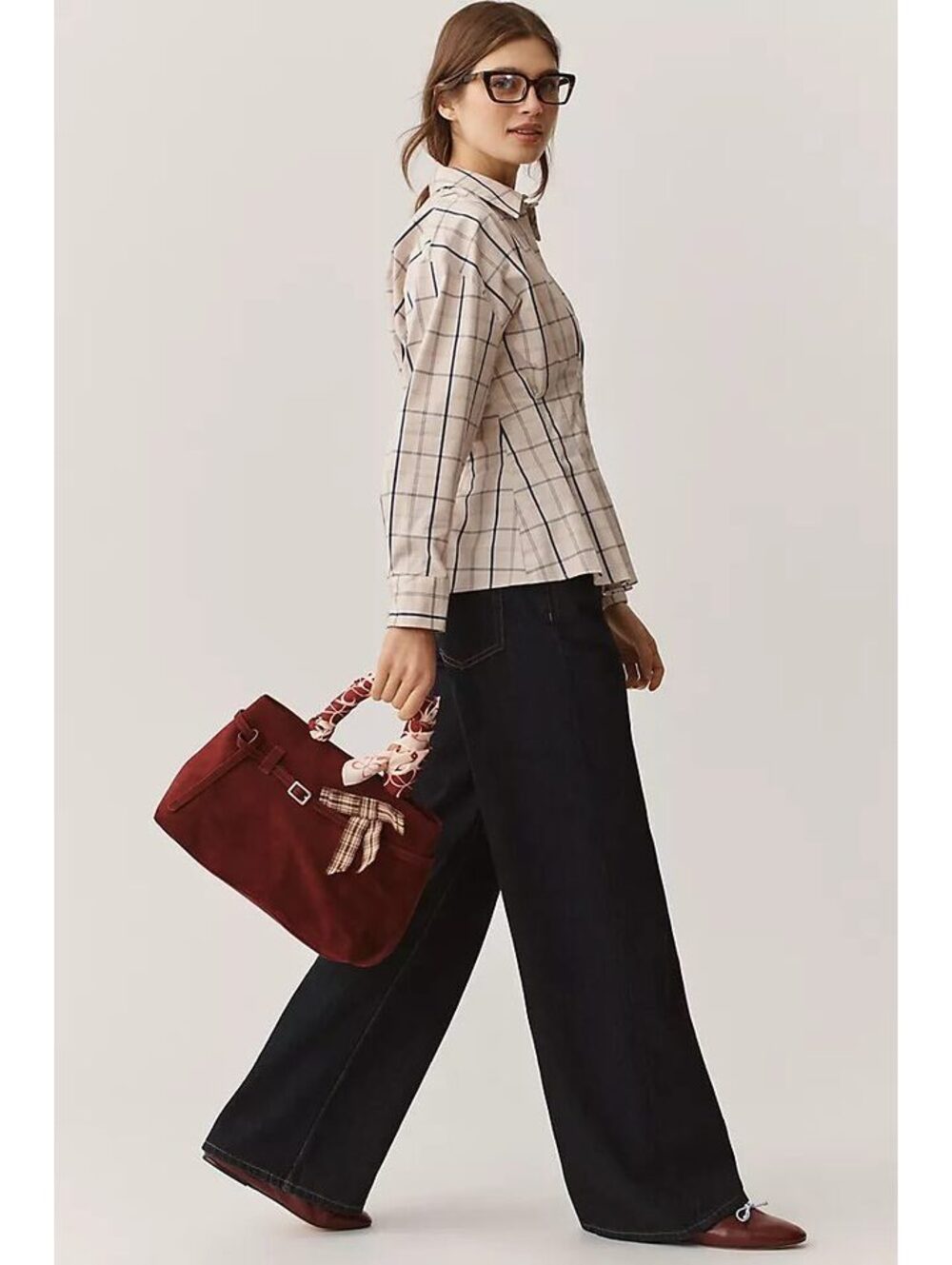 Anthropologie Tobie Long-Sleeve Waisted Button-Down Shirt Top